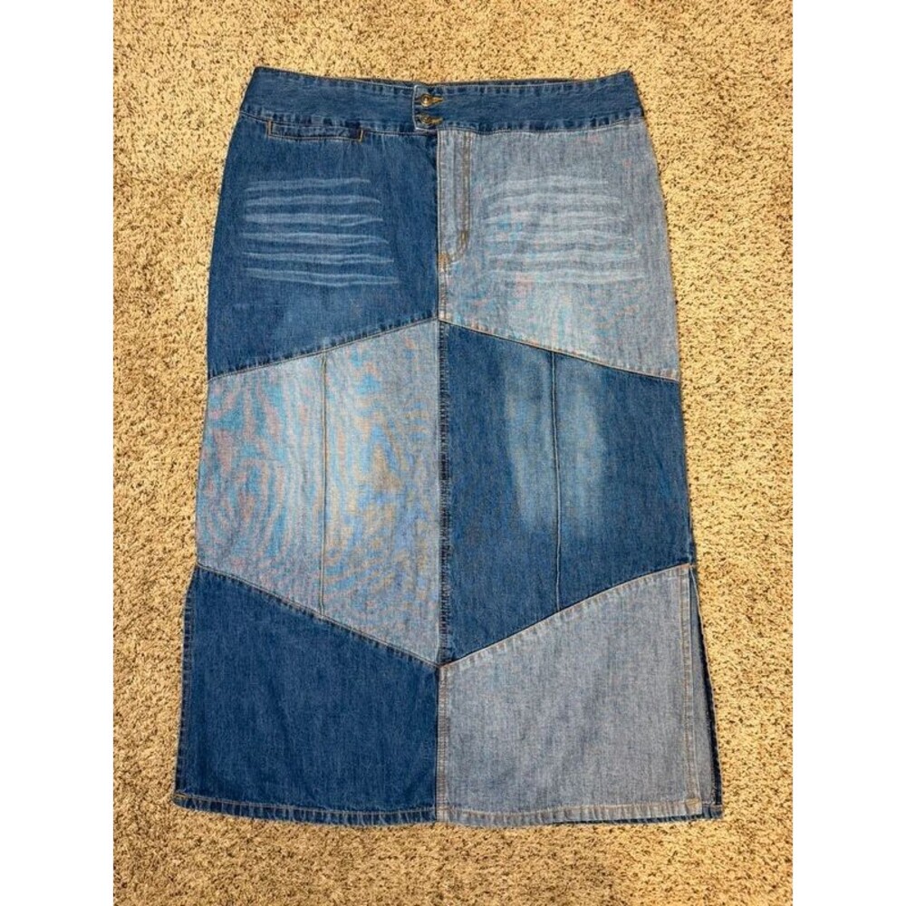 Moments Y2K Patchwork Denim Long Skirt Size 16W
